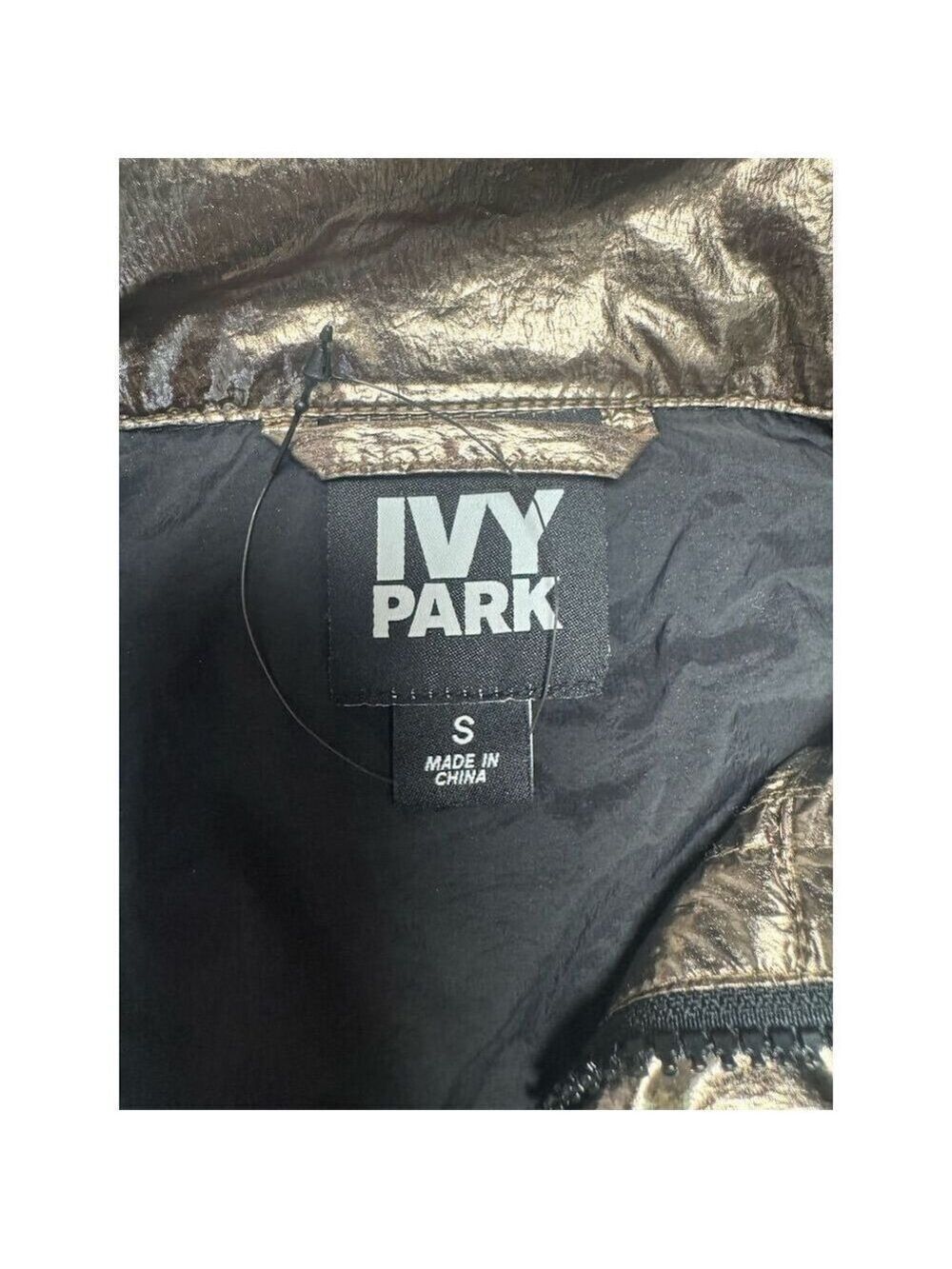 Ivy Park Women's Metallic Gold Hooded Pullover Track Jacket Size S Casual - Picture 3 of 7